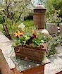 spring planter on patio